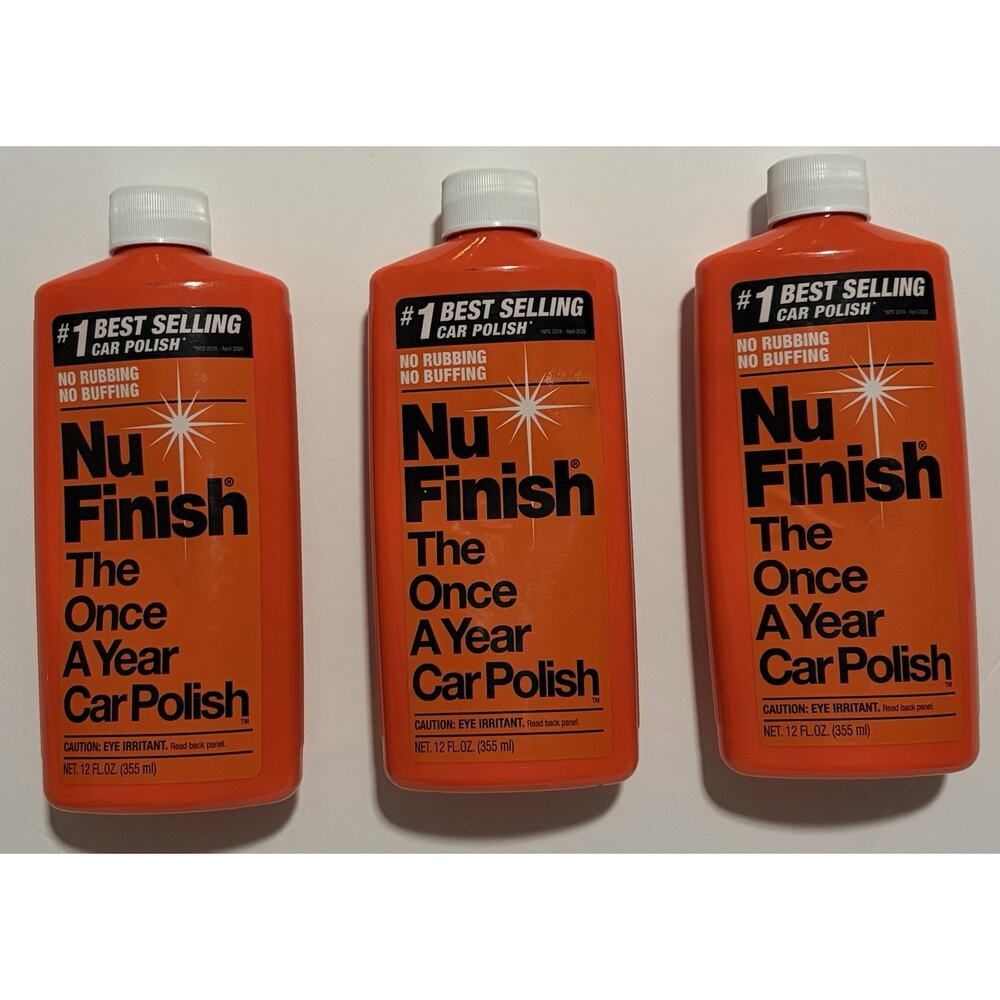 Nu Finish Once A Year Car Polish 12oz Lot of 3 New Sealed No Wax Shine Formula